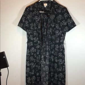 Face Print Midi Dress with Belt and Belt Loops